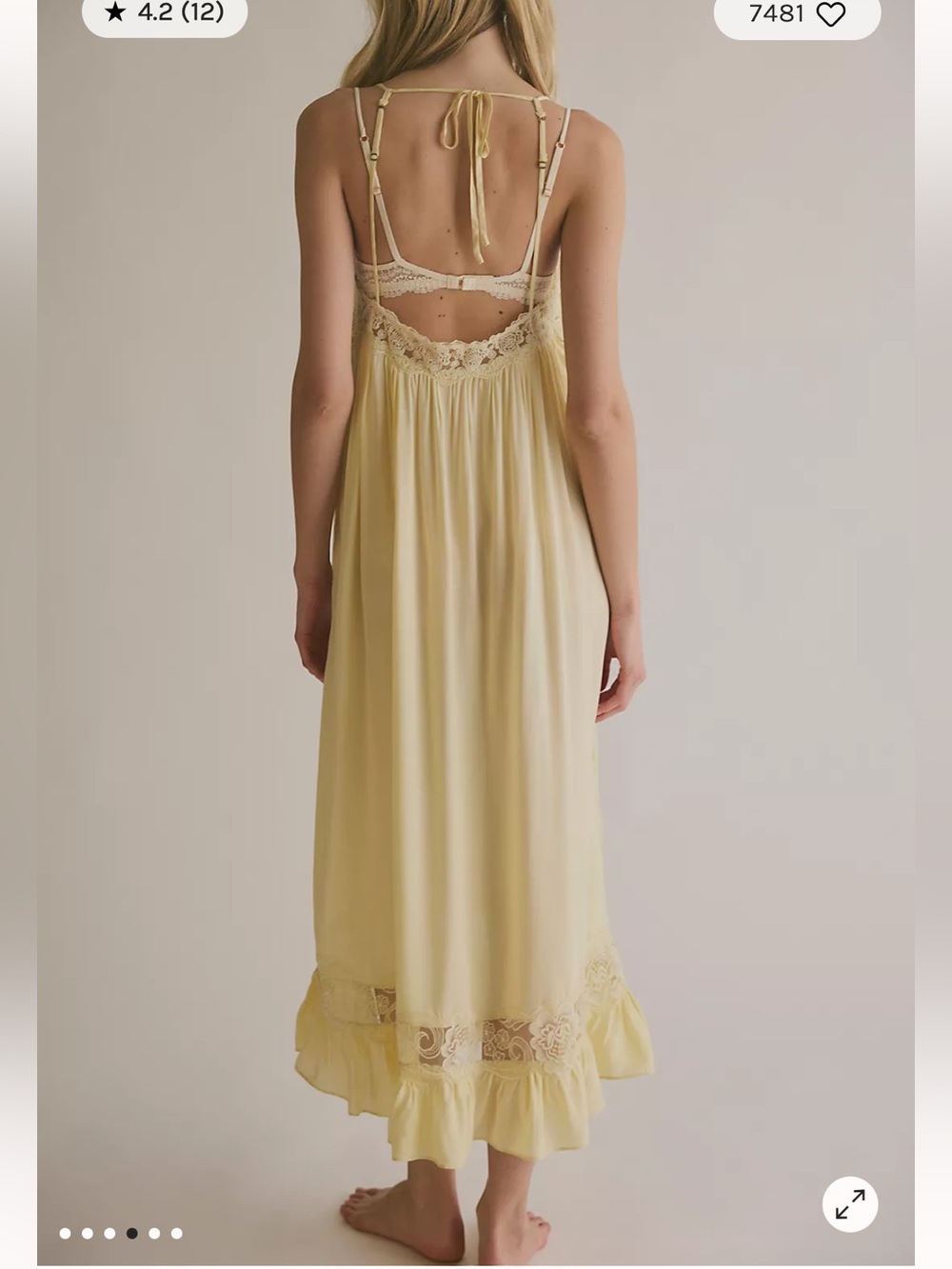 Free People Kiss Me Later Maxi Slip Dress Small Anise Flower Yellow Lace NWT - Picture 5 of 13